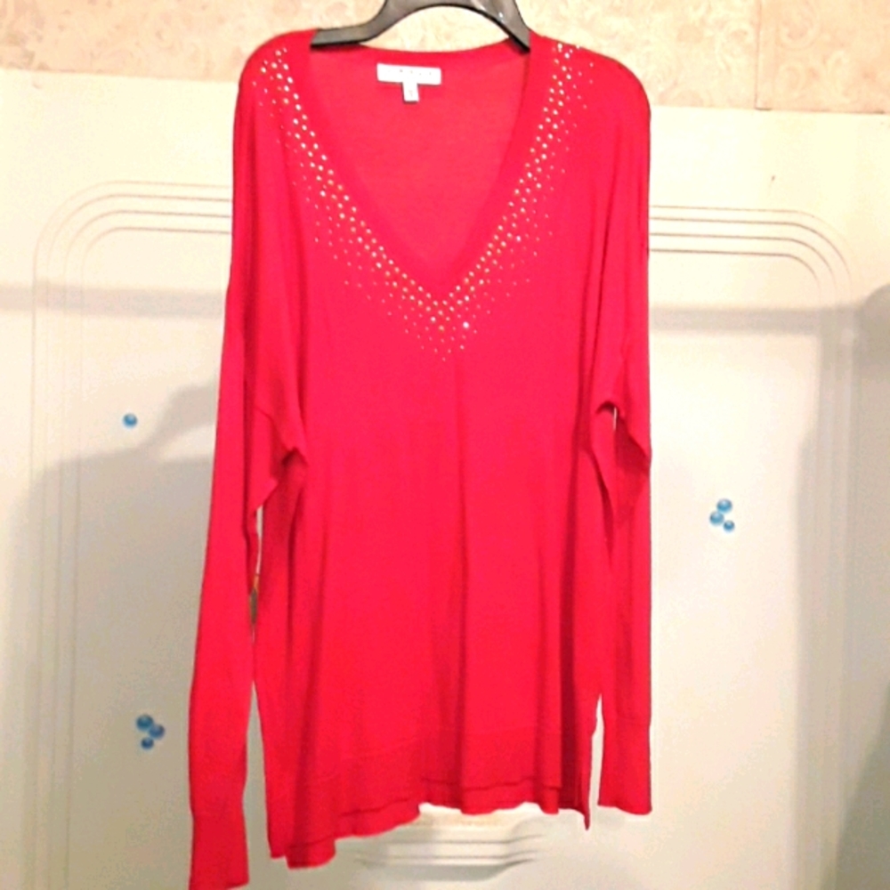 Chaus XL Red Womens Sweater Top XL Used
